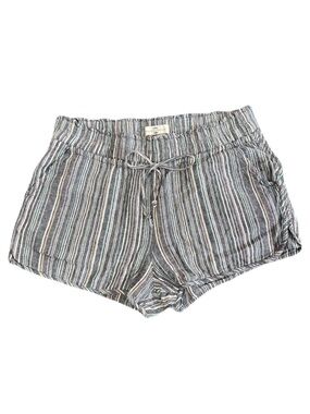 Mason & Belle Striped Linen Drawstring Shorts in Gray/Multi
